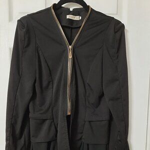 Black Long Sleeved Top with Zipper Closure